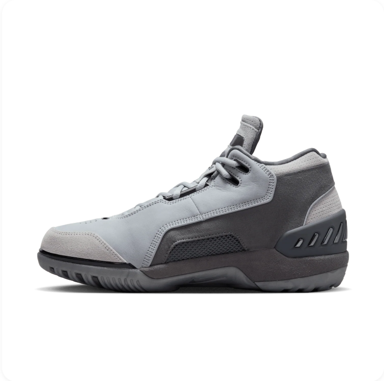 Nike Air Zoom Generation Wolf Grey Cool Grey - side profile showing light grey leather upper and cool grey exoskeleton midsole cage