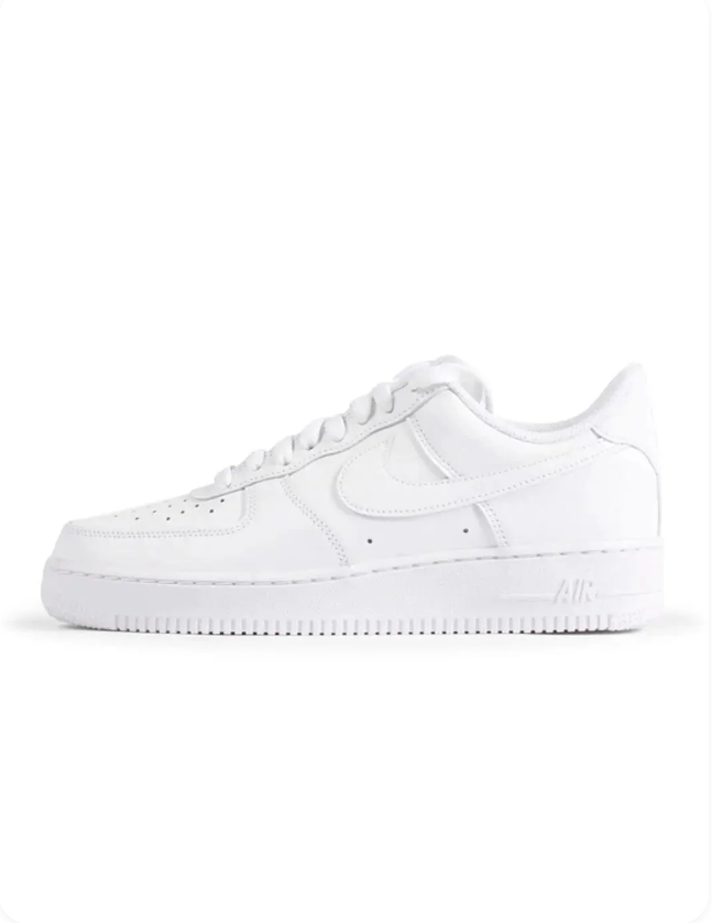 Nike Air Force 1 '07 Low Triple White - alternate side profile showing Air midsole branding and white rubber outsole