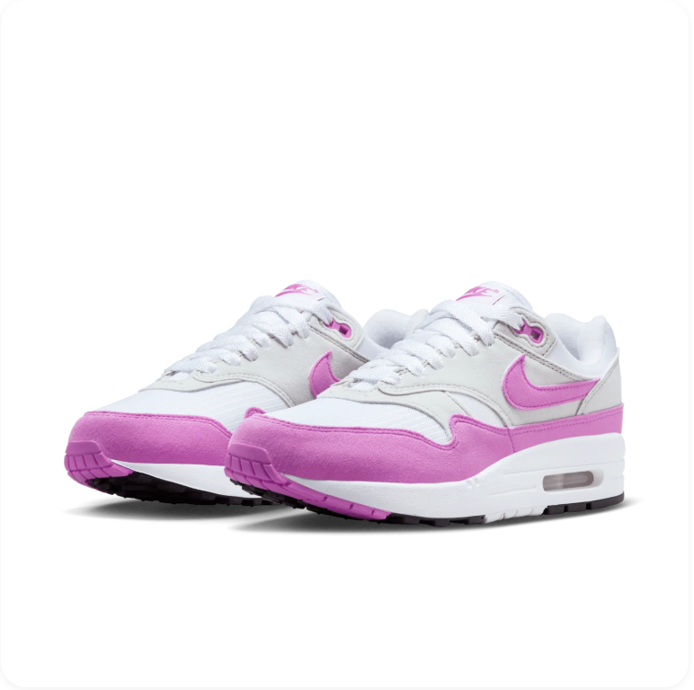 Nike Air Max 1 - White / Fuchsia Dream / Neutral Grey