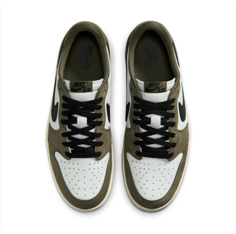 Air Jordan 1 Retro Low OG - White / Medium Olive / Black