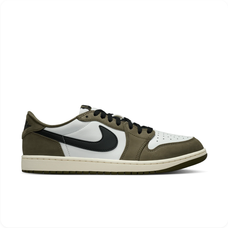Air Jordan 1 Retro Low OG - White / Medium Olive / Black