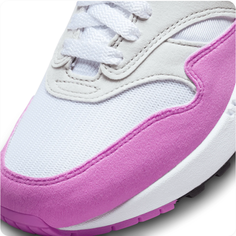 Nike Air Max 1 - White / Fuchsia Dream / Neutral Grey