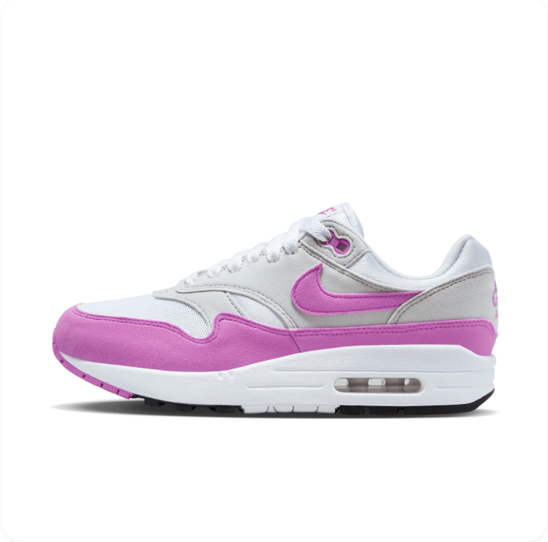 Nike Air Max 1 - White / Fuchsia Dream / Neutral Grey