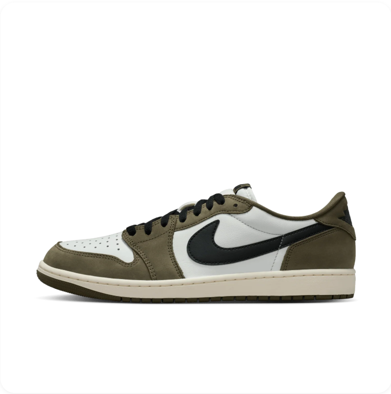 Air Jordan 1 Retro Low OG - White / Medium Olive / Black