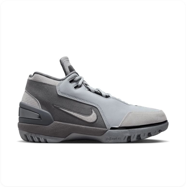 Nike Air Zoom Generation Wolf Grey Cool Grey - alternate side profile showing tonal grey Swoosh, mid-top collar and slash heel vent details